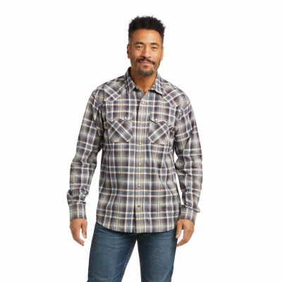 Indigo Ariat Holland Retro Fit Men's Shirts | UBFK63409