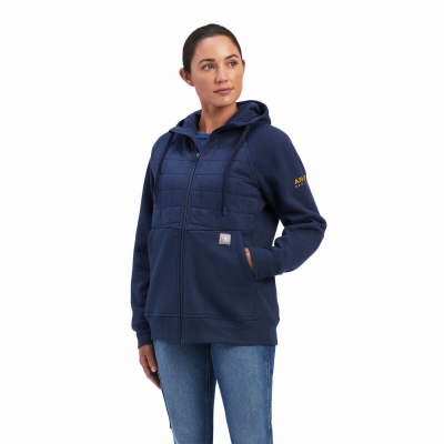 Indigo Ariat Rebar Regulator Full Zip Women's Hoodies | UCSN53812