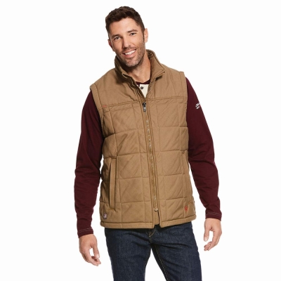 Khaki Ariat FR Crius Insulated Men's Jackets | KXRB28403