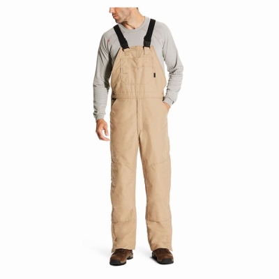 Khaki Ariat FR Insulated Overall Men's Pants | OZYW45762