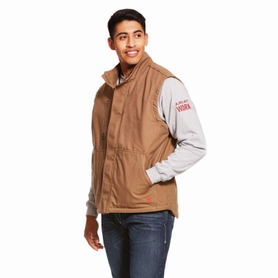 Khaki Ariat FR Workhorse Insulated Men's Jackets | BDVM74915