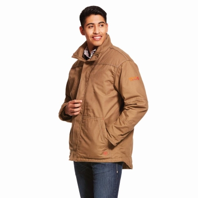 Khaki Ariat FR Workhorse Insulated Men's Jackets | JVKE12894