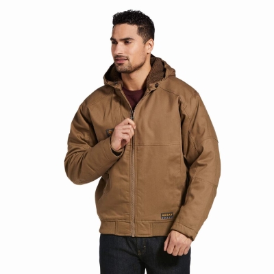 Khaki Ariat Rebar DuraCanvas Men's Jackets | AQEM52134