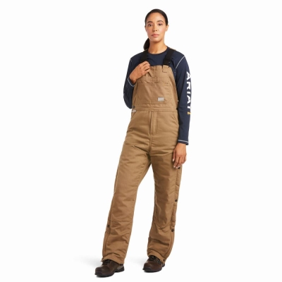 Khaki Ariat Rebar DuraCanvas Stretch Insulated Women's Pants | GCMB87312