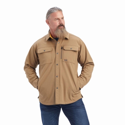 Khaki Ariat Rebar DuraStretch Utility Softshell Men's Jackets | MFWT25410