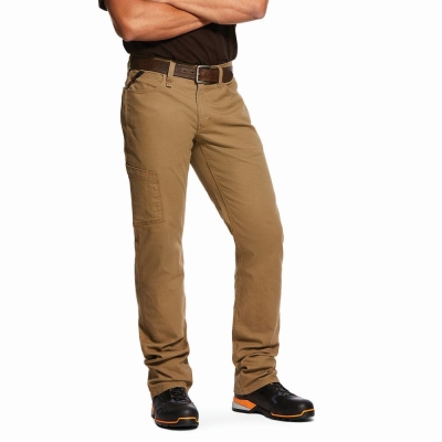 Khaki Ariat Rebar M4 Low Rise DuraStretch Made Tough Men's Pants | OQPI52968