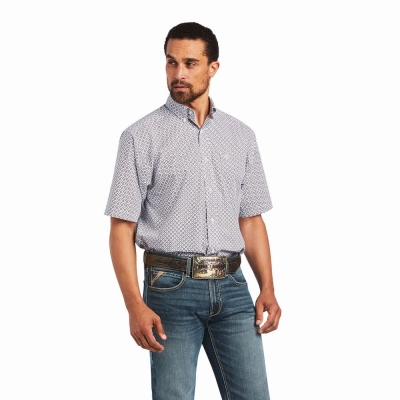 Lavender Ariat Brecken Classic Fit Men's Shirts | ENGL63082