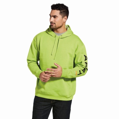 Light Green Black Ariat Rebar Graphic Men's Hoodies | CLDH76402