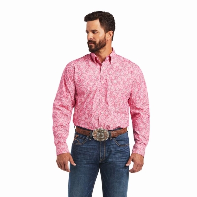 Light Rose Ariat Mark Classic Fit Men's Shirts | QYGB98470