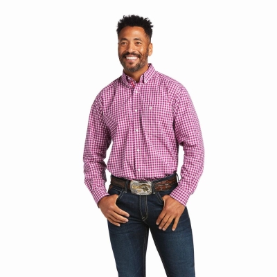 Light Rose Ariat Pro Series Alexander Classic Fit Men's Shirts | YQDK68150