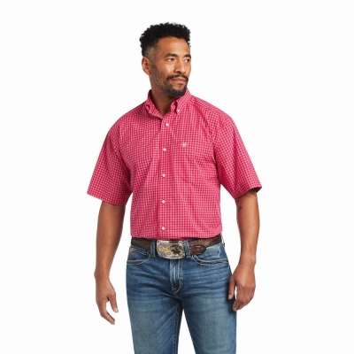 Light Rose Ariat Pro Series Miles Classic Fit Men's Shirts | CKIP03246