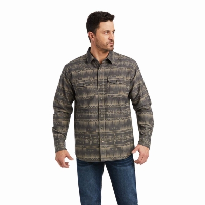 Multicolor Ariat Harris Jacquard Retro Fit Men's Shirts | RKCE74512