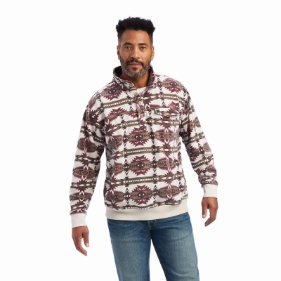 Multicolor Ariat Printed Overdyed Washed Men's Hoodies | OUIC53760