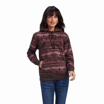 Multicolor Ariat REAL Allover Print Women's Hoodies | KQZG04789