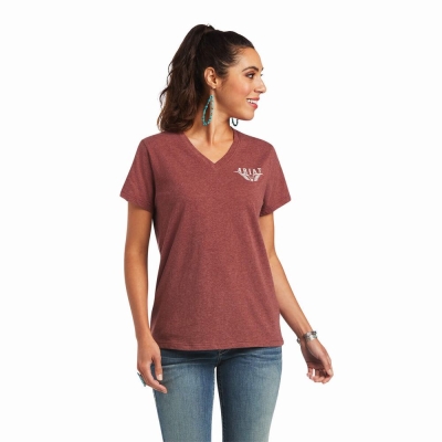 Multicolor Ariat REAL Relaxed Longhorn Women's Tops | VTBC01634