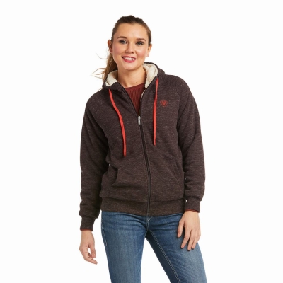 Multicolor Ariat REAL Sherpa Full Zip Women's Hoodies | ISJC63241