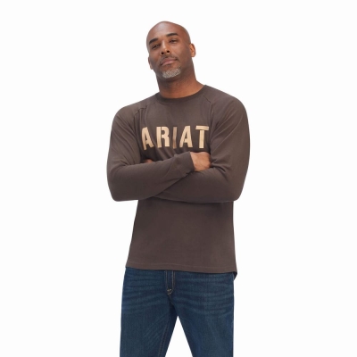 Multicolor Ariat Rebar CottonStrong Block Men's Polo Shirts | QRWB41702