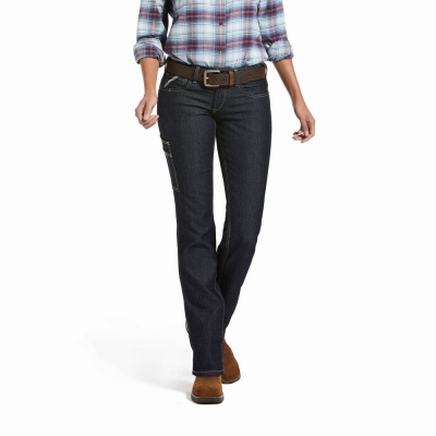 Multicolor Ariat Rebar DuraStretch Raven Leg Women's Straight-Fit Jeans | BDKM79153