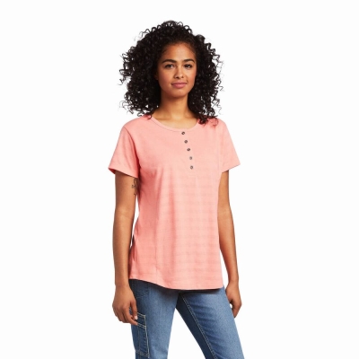 Multicolor Ariat Rebar Henley Women's Tops | VNOF41768