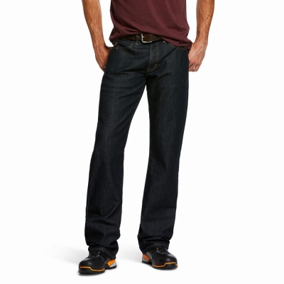 Multicolor Ariat Rebar M4 Relaxed DuraStretch Basic Flannel-Lined Cut Men's Straight-Fit Jeans | RMKO42937