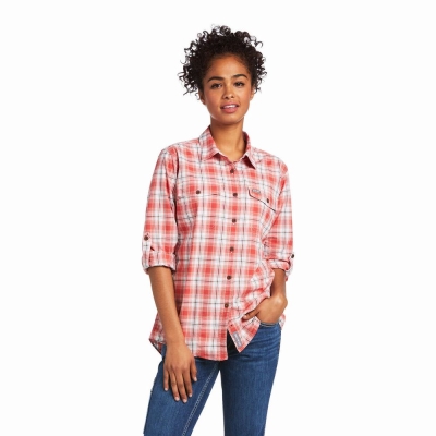 Multicolor Ariat Rebar Made Tough DuraStretch Women's Shirts | EMHS50249