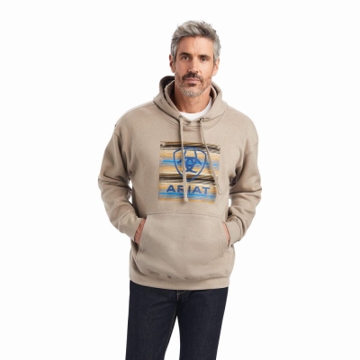 Multicolor Ariat Serape Block Men's Hoodies | QEFX72319