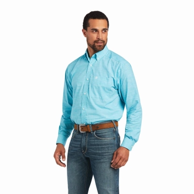 Multicolor Ariat Solid Slub Classic Fit Men's Shirts | NEJR29538