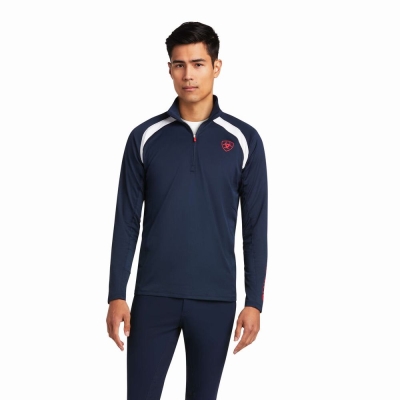 Multicolor Ariat Sunstopper Team 1/4 Zip Men's English Riding | IMWK17630