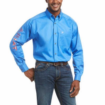 Multicolor Ariat Team Logo Twill Classic Fit Men's Shirts | HONQ35910