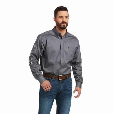 Multicolor Ariat Team Logo Twill Classic Fit Men's Shirts | JZRI21567