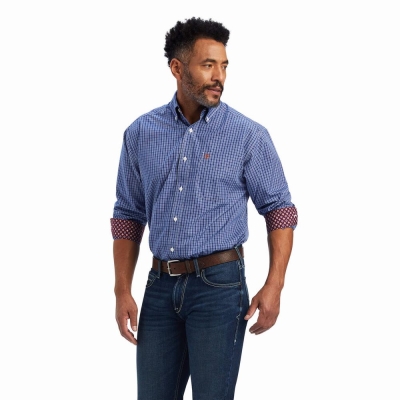 Multicolor Ariat Wrinkle Free Dash Classic Fit Men's Shirts | XMSH02574