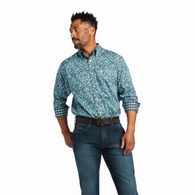 Multicolor Ariat Wrinkle Free Harrison Classic Fit Men's Shirts | EBDA13426