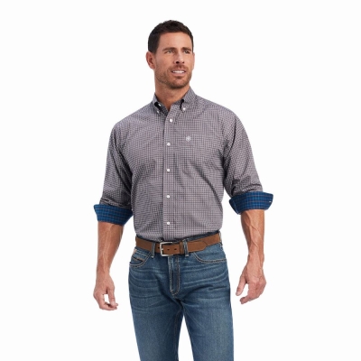 Multicolor Ariat Wrinkle Free Shea Classic Fit Men's Shirts | JQIR46175