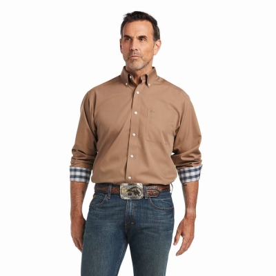 Multicolor Ariat Wrinkle Free Solid Classic Fit Men's Shirts | ZPLF93714