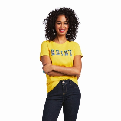 Mustard Ariat REAL Kinship Women's Tops | VNHC90845