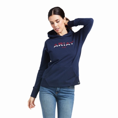 Navy Ariat 3D Logo 2.0 Women's Hoodies | DGIK37012