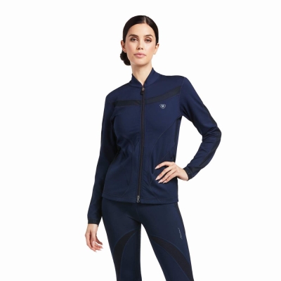 Navy Ariat Ascent Full Zip Women's Hoodies | BFLP32154