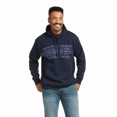 Navy Ariat Basic Men's Hoodies | FZYR10957