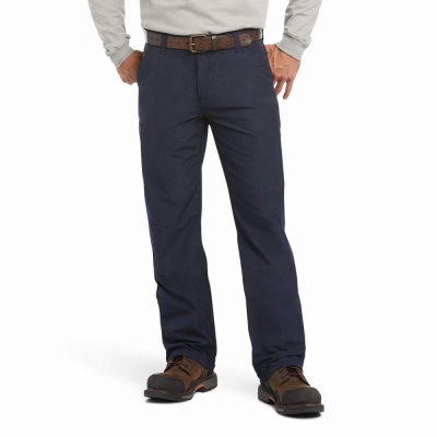 Navy Ariat FR M4 Relaxed DuraLight Ripstop Cut Men's Pants | UQRF86470