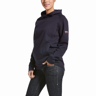 Navy Ariat FR Rev Women's Shirts | ZQNF58409