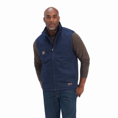 Navy Ariat Rebar DuraCanvas Men's Jackets | PJQU39547