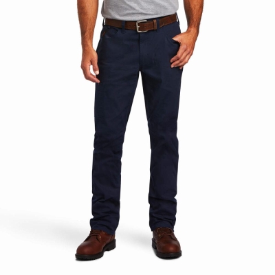 Navy Ariat Rebar M4 Low Rise DuraStretch Made Tough Men's Pants | XENB21397