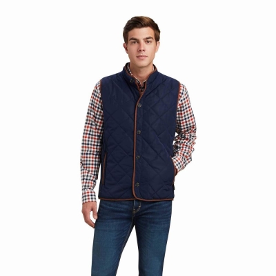 Navy Ariat Woodside Men's Jackets | DYWH50912