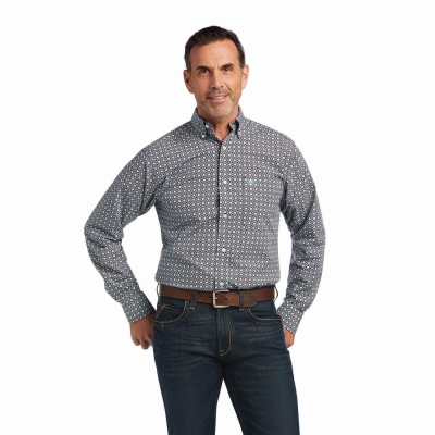 Obsidian Ariat Issa Stretch Fitted Men's Shirts | NZUK95042