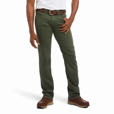 Olive Ariat M7 Rocker Stretch Grizzly Men's Straight-Fit Jeans | BAKC51389