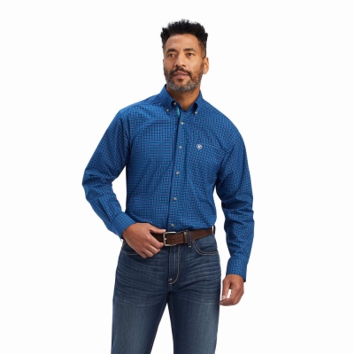 Peacock Ariat Pro Series Bertrand Stretch Classic Fit Men's Shirts | NUMY39260