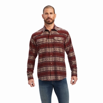 Pink Ariat Hendrie Retro Fit Men's Shirts | XVMU38957