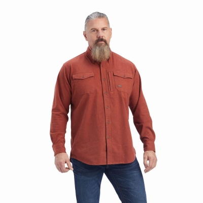 Pink Ariat Rebar Flannel DuraStretch Men's Shirts | DISP05981