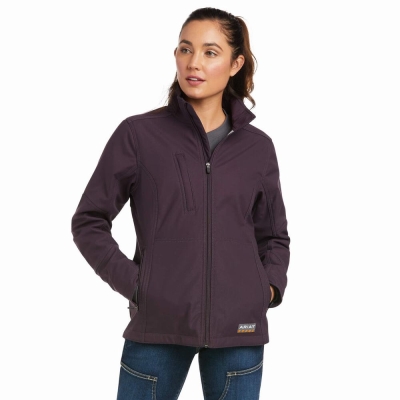 Purple Ariat Rebar Stretch Canvas Softshell Women's Jackets | PYHA95817