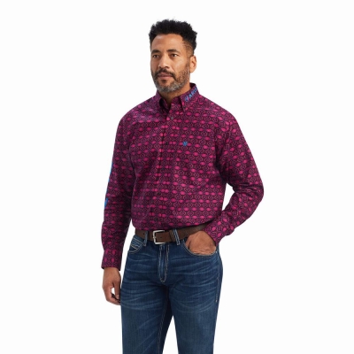 Purple Ariat Team Markus Classic Fit Men's Shirts | DIGM90124